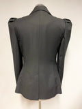 BIBA BLACK TUXEDO DOUBLE BREASTED PUFF SLEEVED TAILORED JACKET SIZE 10