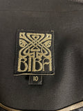 BIBA BLACK TUXEDO DOUBLE BREASTED PUFF SLEEVED TAILORED JACKET SIZE 10