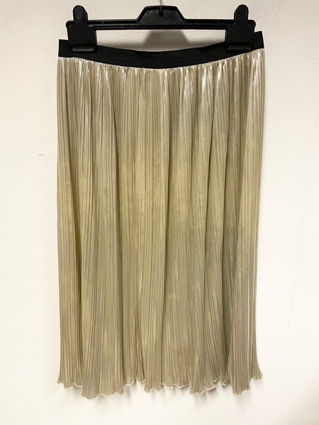 OUI GOLD METALLIC KNIFE PLEATED MIDI LENGTH SKIRT SIZE 10
