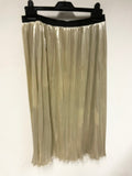OUI GOLD METALLIC KNIFE PLEATED MIDI LENGTH SKIRT SIZE 10
