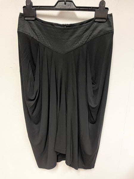 JAEGER BLACK PLEATED DRAPE FRONT PENCIL SKIRT SIZE 10