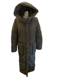 NEXT EMMA WILLIS KHAKI GREEN LONG PADDED HOODED DUVET COAT SIZE 6