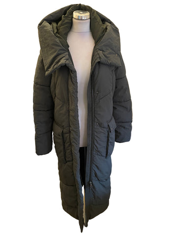 NEXT EMMA WILLIS KHAKI GREEN LONG PADDED HOODED DUVET COAT SIZE 6