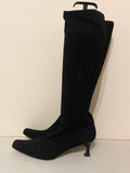 HOBBS BLACK STRETCH MID HEEL KNEE LENGTH SOCK BOOTS  SIZE 7/40