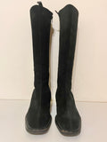 HOBBS BLACK SUEDE WEDGE HEEL KNEE LENGTH BOOTS  SIZE 7/40