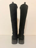 HOBBS BLACK SUEDE WEDGE HEEL KNEE LENGTH BOOTS  SIZE 7/40
