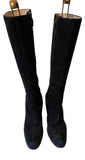 HOBBS BLACK SUEDE KNEE LENGTH HEEL BOOTS SIZE 6/39