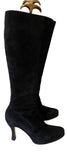 HOBBS BLACK SUEDE KNEE LENGTH HEEL BOOTS SIZE 6/39