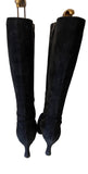 HOBBS BLACK SUEDE KNEE LENGTH HEEL BOOTS SIZE 6/39