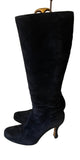 HOBBS BLACK SUEDE KNEE LENGTH HEEL BOOTS SIZE 6/39