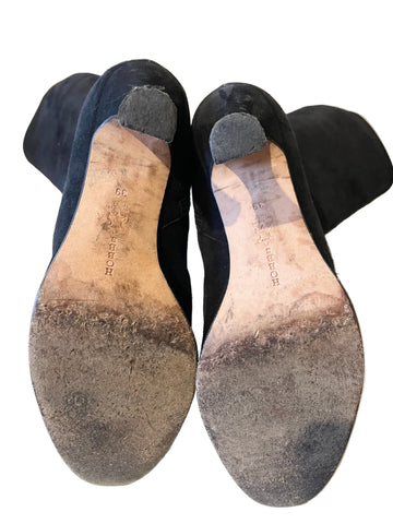 HOBBS BLACK SUEDE KNEE LENGTH HEEL BOOTS SIZE 6/39