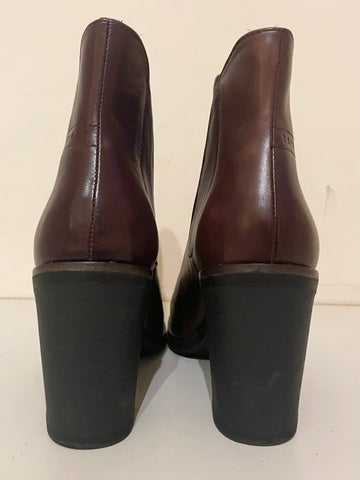 ESPRIT OXBLOOD LEATHER ANKLE BOOTS SIZE 7/40