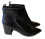 GUESS BLACK LEATHER HEELED ANKLE BOOTS SIZE 7/40