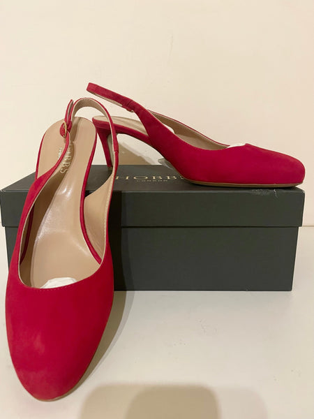 BRAND NEW HOBBS EMMA SCARLET RED SUEDE SLINGBACK HEELS SIZE 8/41