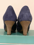 NEW CLARKS CASSIE SHORE MIDNIGHT BLUE SUEDE LACE UP COURT SHOES SIZE 6.5/40