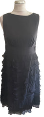 MONSOON 100% SILK BLACK TIERED FRILLED SKIRT OCCASION DRESS SIZE 12