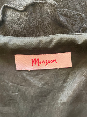 MONSOON 100% SILK BLACK TIERED FRILLED SKIRT OCCASION DRESS SIZE 12