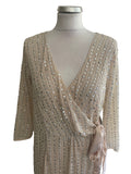 BRAND NEW LITTLE MISTRESS NUDE SEQUINNED WRAP MAXI DRESS SIZE 12