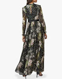 TED BAKER HUNNIE BLACK FLORAL PRINT LONG SLEEVED MAXI DRESS SIZE 1 UK 8/10