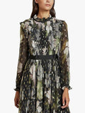 TED BAKER HUNNIE BLACK FLORAL PRINT LONG SLEEVED MAXI DRESS SIZE 1 UK 8/10