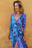 SOPHIA ALEXIS MULTI COLOURED FRILL TRIM WRAP MAXI DRESS SIZE L/XL LONG