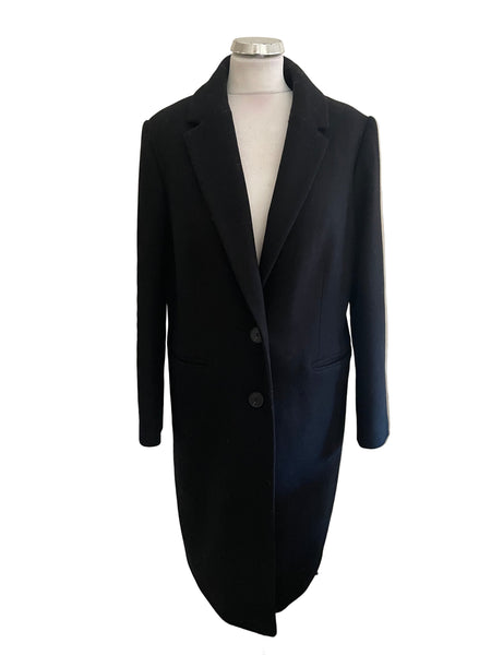 MARKS & SPENCER AUTOGRAPH BLACK WOOL BLEND COAT SIZE 14