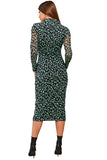 BRAND NEW SOSANDAR GREEN ANIMAL PRINT ZIP THROUGH FITTED SHIRT DRESS SIZE 14