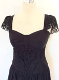 KAREN MILLEN BLACK BROIDERY ANGLAISE COTTON DRESS SIZE 10