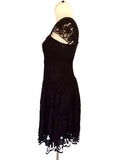 KAREN MILLEN BLACK BROIDERY ANGLAISE COTTON DRESS SIZE 10