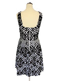 BRAND NEW EVA MENDES BROWN,BLACK & WHITE COTTON PRINT DRESS SIZE 10