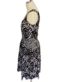 BRAND NEW EVA MENDES BROWN,BLACK & WHITE COTTON PRINT DRESS SIZE 10