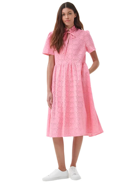 BRAND NEW BARBOUR PALMETTO PINK BRODIERE ANGLAISE MIDI DRESS SIZE 10