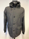 SUPERDRY RESCUE DEPARTMENT BLACK FEATHER & DOWN PADDED HOODED JACKET SIZE L