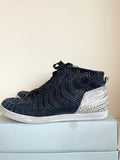 GABOR NAVY BLUE SUEDE RHINESTONE TRIM HIGH TOP PLIMSOLS SIZE 6/39