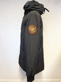 SUPERDRY RESCUE DEPARTMENT BLACK FEATHER & DOWN PADDED HOODED JACKET SIZE L