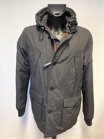 SUPERDRY RESCUE DEPARTMENT BLACK FEATHER & DOWN PADDED HOODED JACKET SIZE L