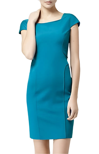 REISS DENNY BRIGHT TURQUOISE PENCIL DRESS  SIZE 14