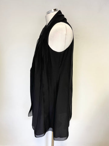 TWENTY8TWELVE 100% SILK BLACK ROUND NECK SLEEVELESS TUNIC TOP SIZE 12