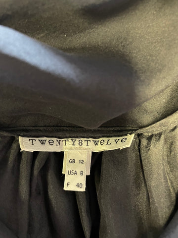 TWENTY8TWELVE 100% SILK BLACK ROUND NECK SLEEVELESS TUNIC TOP SIZE 12
