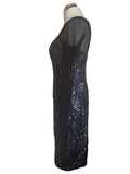 BRAND NEW JOHN CHARLES MIDNIGHT BLUE SEQUINNED PENCIL DRESS SIZE 12