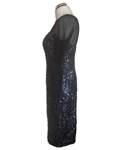 BRAND NEW JOHN CHARLES MIDNIGHT BLUE SEQUINNED PENCIL DRESS SIZE 12