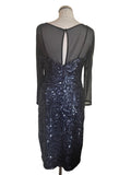 BRAND NEW JOHN CHARLES MIDNIGHT BLUE SEQUINNED PENCIL DRESS SIZE 12