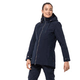 JACK WOLFSKIN WILDWOOD MIDNIGHT BLUE PADDED HOODED JACKET SIZE 14/16