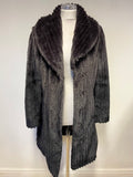 PER UNA SPEZIALE AUBERGINE FAUX FUR COLLARED MID LENGTH COAT SIZE S