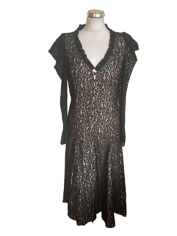 BRAND NEW GHOST ESME BLACK LACE FIT & FLARE MIDI DRESS SIZE M