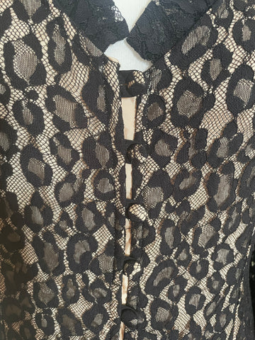 BRAND NEW GHOST ESME BLACK LACE FIT & FLARE MIDI DRESS SIZE M