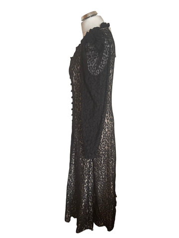 BRAND NEW GHOST ESME BLACK LACE FIT & FLARE MIDI DRESS SIZE M