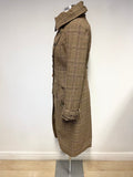 DESIGNER CASCH BY GRO ABRAHAMSSON BROWN CHECK BUTTON & BUCKLE TRIM COAT SIZE 36 UK 8/