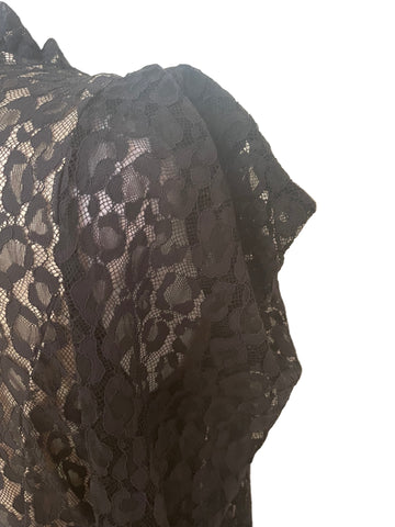 BRAND NEW GHOST ESME BLACK LACE FIT & FLARE MIDI DRESS SIZE M