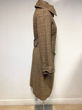 DESIGNER CASCH BY GRO ABRAHAMSSON BROWN CHECK BUTTON & BUCKLE TRIM COAT SIZE 36 UK 8/